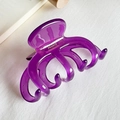 Elegant purple translucent handmade acetate hair claw clip with glossy streamlined design - Transparent Purple With Gold Stamp