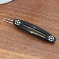 Eleganter schwarzer Acetat-Haarclip mit bunten Straßblumen und goldener Beschriftung - 7cm / Schwarz