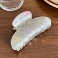 Translucent gray shark hair clip with colorful starfish prints and a pearly luster finish - Light Gray-8.8cm