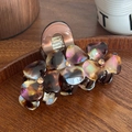 Floral tortoiseshell hair claw clip with purple highlights and sparkling center crystals - Gradient Pinkish Brown