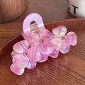 Pinza per capelli a fiore viola con trama marmorizzata e dettagli in strass lucidi - Viola Metallico
