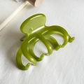 Pinza de pelo de acetato verde hierba translúcido con un acabado de gel brillante - Verde Sólido sin Sello