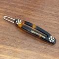 Französischer Bernstein-Schildpatt-Haarclip mit eleganten Strassstein-Sternen - 7cm / Kaffee Schildpatt