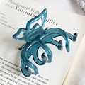 Sparkly dark blue translucent butterfly hair claw clip with silver glitter finish - Aqua Blue Without Stamp