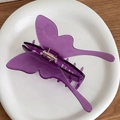 Elegante pinza per capelli a farfalla in acetato viola traslucido con molla dorata - Viola Con Etichetta Dorata