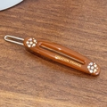Eleganter Haarclip aus bernsteinfarbenem Acetat mit Strass und goldener Inschrift - 7cm / Braun