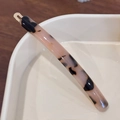 Pink leopard print cellulose acetate hair clip with gold metal spring and France engraving - 9cm / Beige Tortoise Shell