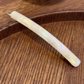 Minimalist pearl white acetate hair clip with golden finish and France handmade text - 9cm / Iridescent White