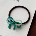 Elegant green bow hair tie made of acetate and resin with high elasticity - Green