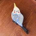Cute cockatiel acetate hair claw clip with colorful marble pattern for hair styling - Blue Parrot