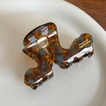 Blue and amber acetate shark hair claw clip with shell texture and gold spring - Blue Coffee (Gold Label)