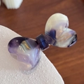 Fermaglio a fiocco in acetato marmorizzato viola con logo dorato a mano - Fermaglio per Capelli Colorato