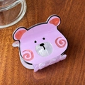 Cute purple cartoon bear hair claw clip in glossy acetate for high ponytail styles - Purple