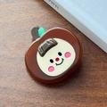 Süße braune Kastanien-Haarspange mit Cartoon-Gesicht aus glänzendem Acetat-Material - Kaffee-3.4cm