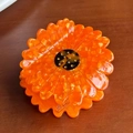 Orangefarbene Sonnenblumen-Haarklammer aus Acetat mit Schildpatt-Muster im Zentrum - Orange-7cm