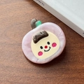 Barrette à cheveux pomme en acétate rose marbré avec visage de dessin animé mignon - Rose-3.4cm