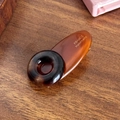 Handmade amber tortoiseshell floral round hair clip with gold France logo engraving - Circle Coffee (4cm)