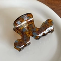 Medium acetate hair claw clip with blue and amber marble pattern and metal spring - Blue Coffee (No Gold Label)