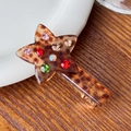 Pince à cheveux étoile en acétate écaille de tortue avec strass colorés sur clip doré - Marron / 5,5 cm
