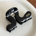 Elegant black musical note acetate hair claw clip with France Handmade gold lettering - Black (Gold Badge)