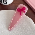 Pink triangular cellulose acetate hair clip with a chic magenta bow detail - 6.9CM / Pink-6.9cm