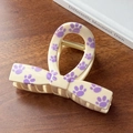 Cream medium hair claw clip with purple cat paw print and gold metal spring - Beige-Bowknot
