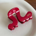 Elegant retro red wavy hair claw clip made of acetate with glossy finish - Red (Gold Label)