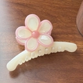Pinza per capelli bianco crema con fiore rosa 3D per acconciature eleganti e moda - Pinza Rosa Bianco