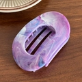 Purple and blue marble acetate hair claw clip with a hollow rectangular design - Purple
