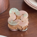Elegant rose gold claw clip with pearlescent clover-shaped petals for half-up hair styles - Pink Green-5cm