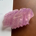 Elegant pink translucent acetate shell hair claw with subtle glitter and shell shape - Purple