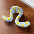 Blue S-shaped hair claw clip with yellow paw prints and sturdy gold metal spring - Blue