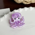 Cute purple octopus acetate hair claw clip with glossy finish and cartoon design - Purple Octopus