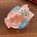Pink and blue owl-shaped acetate hair claw clip with rhinestones for elegant styling - Pink-Bow