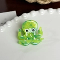 Cute green translucent octopus hair claw clip made of acetate for women styling - Green Octopus