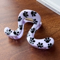 Lavender hair claw clip with black paw print patterns and a gold metal spring - Purple