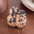 Leopard print flower hair claw clip with golden metal base for elegant hair styling - Beige Tortoiseshell-5cm