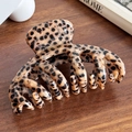 Premium Leopardenmuster Acetat Haarspange groß Oktopus Clip mit glänzendem Finish - Leopardenmuster-Stil
