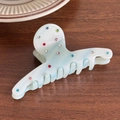 Elegant mint blue marble acetic hair claw with colorful rhinestones on wood surface - Light Blue-9.7cm