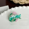 Mini süße grüne Fisch-Haarklammer aus Essigsäure mit buntem Marmormuster - Rosagrün kleiner Fisch-3.5cm