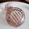 Ink style amber resin hair claw clip with black abstract lines for elegant updos - Light Brown-9.3cm