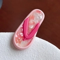 Chic pink marble pattern flip-flop hair clip made of acetate resin for summer styling - 5.2cm / Pink