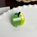 Mini Apfel-Haarklammer aus Acetat im grün-gelben Kontrastdesign für langes Haar - Grüner Apfel-2.5cm