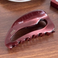 Oversized burgundy acetate shark hair clip with handmade gold lettering finish - Large / Coffee (6050014774533)