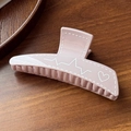 Detail of pink Morandi claw clip with white stitch lines and heartbeat heart pattern - Light Pink Scribble 11.6cm
