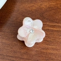 Pinza per capelli a fiore in acetato marmorizzato rosa e bianco con strass centrale - Rosa Bianco