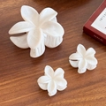 Plumeria claw clip set in milky white marble resin for elegant hair styling - One Large And Two Small / White Set