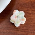 Mini molletta per capelli a fiore in acetato con motivo a mosaico colorato e cristallo - Rosa e Verde