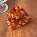 Haarklammer aus Acetat mit Schildpatt-Muster in Bernsteinbraun und halbrundem Design - Orange Braun Mit Goldlogo