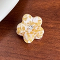 Mini molletta per capelli a fiore in acetato crema e zenzero con piccolo cristallo - Bianco Ambra
